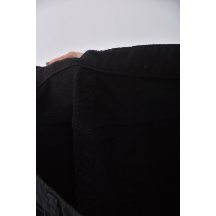 (XL) 丹寧牛仔質感黑色長褲二手衣, , large
