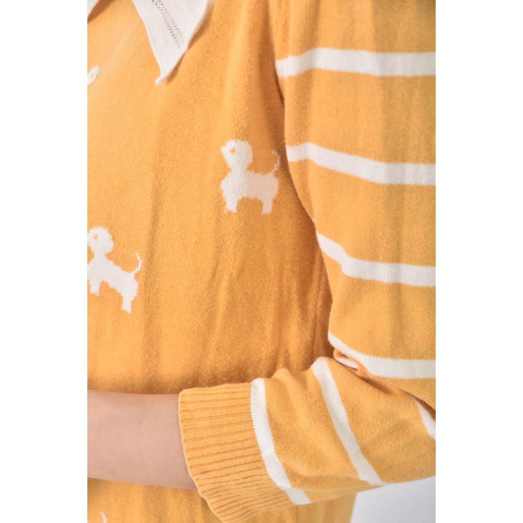 (S) ring棉質小狗黃色長袖上衣二手衣, , large