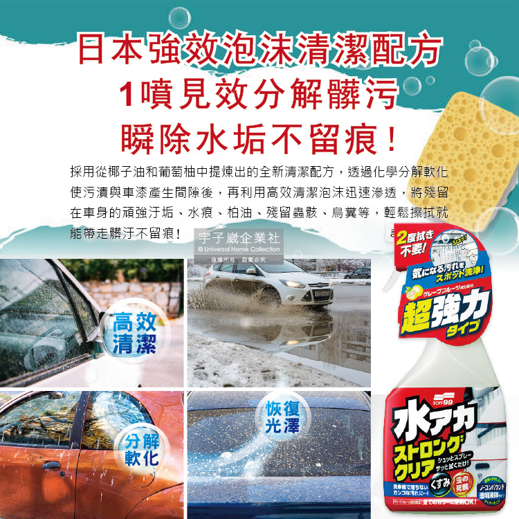 [日日好物]日本Soft99-車身去污強效型除水垢泡沫清潔劑(W264)葡萄柚香500ml/按壓瓶(汽車美容保養免水洗環保型洗車精), , large