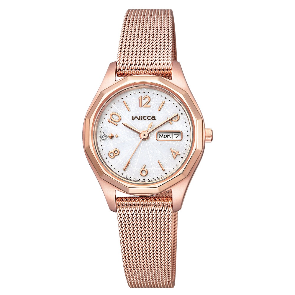 CITIZEN 星辰 Wicca 太陽能日曆米蘭帶女錶-26.5mm KH3-568-15, , large