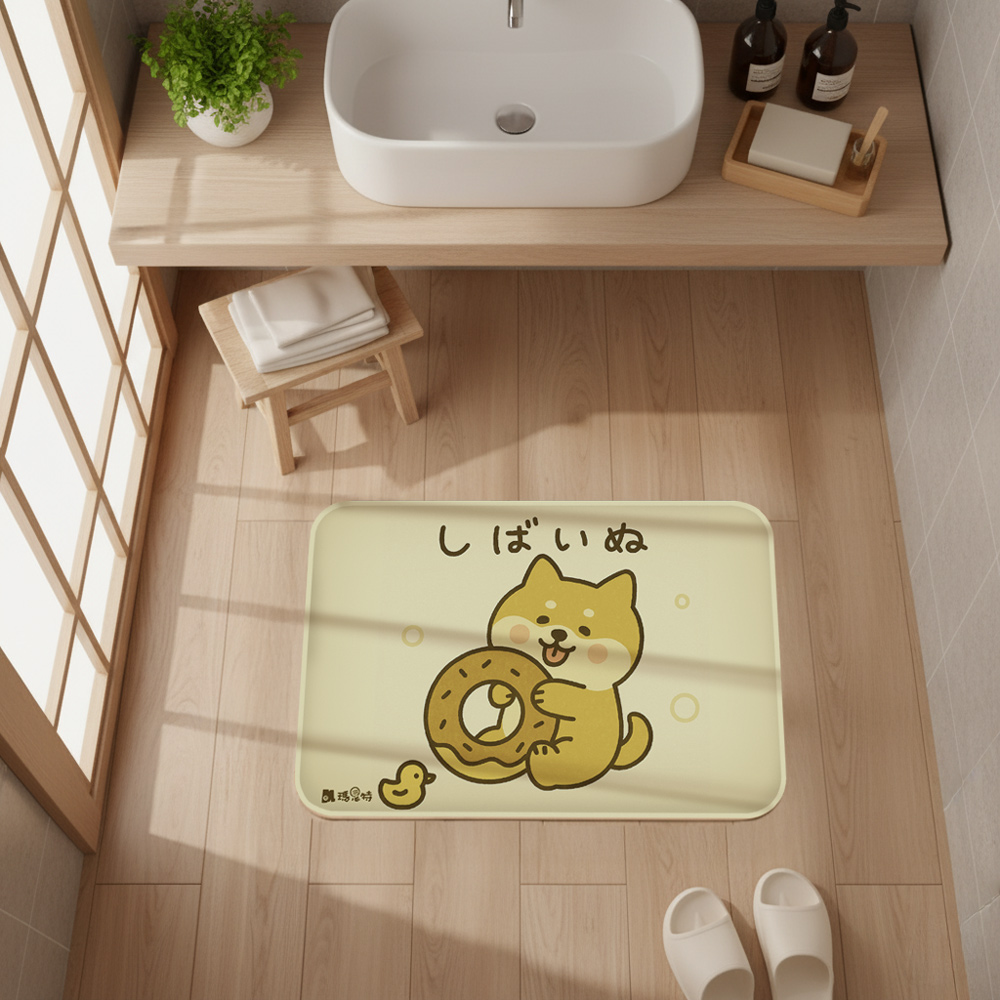 【Monster】 Soft Diatomaceous Earth Absorbent Mat &ndash; Cute Dog Series (60x40cm) &ndash; Sweet Shiba, , large