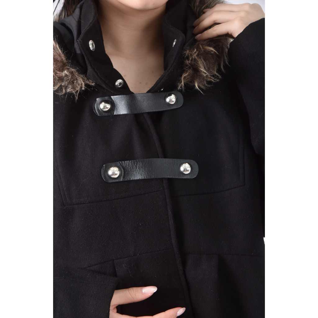 (S) 【金莎私服】kiabi質感連帽黑色外套二手衣, , large