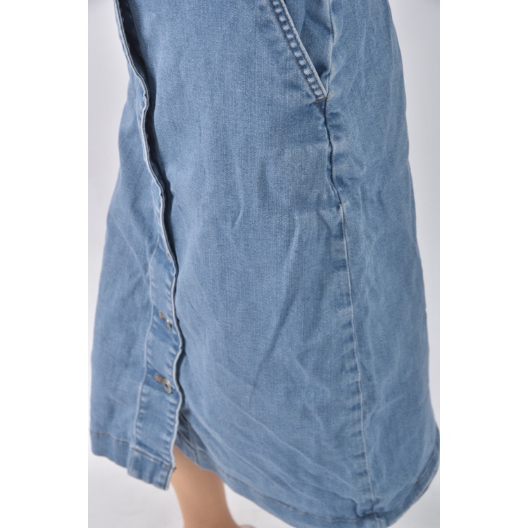 (M) uniqlo丹寧牛仔質感棉質藍色長裙二手衣, , large