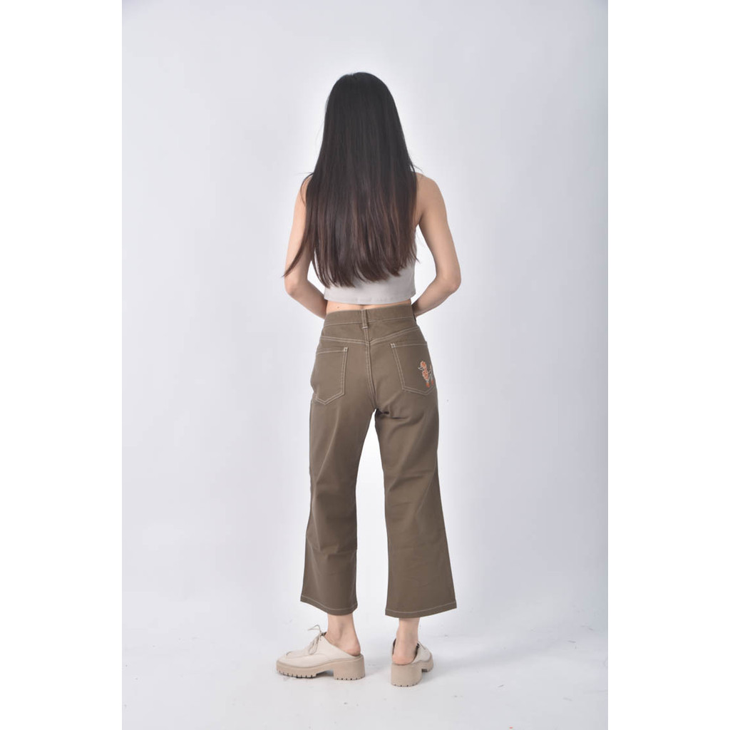(XL) chica寬版棕色長褲二手衣, , large