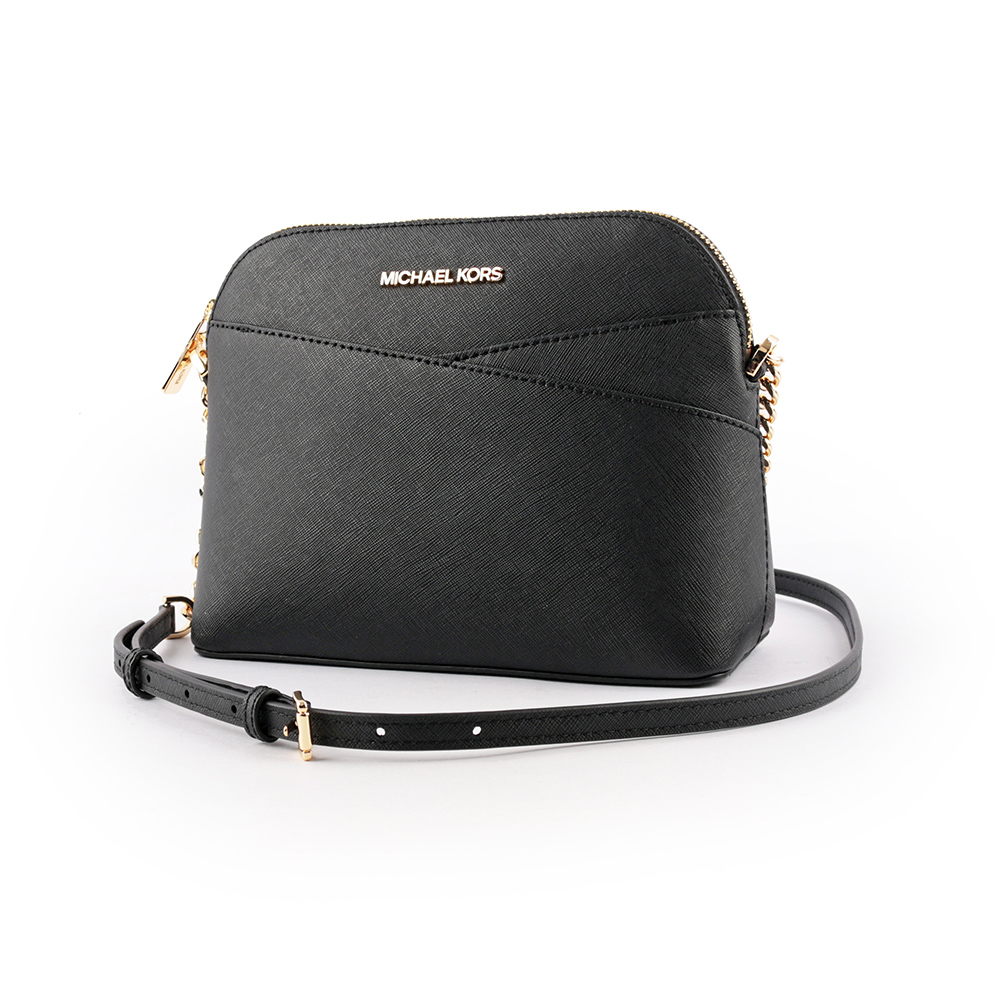 Michael Kors 金字防刮皮革口袋貝殼包/黑色, , large