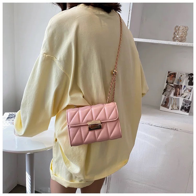 SPRING-菱格小香風鍊條包 刺繡鍊條小斜背包 鐵鍊小方包 -多色, , large