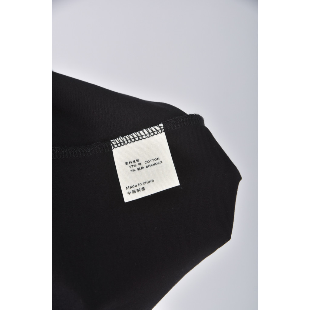 (M) simple black質感棉質圓領露背黑色洋裝二手衣, , large