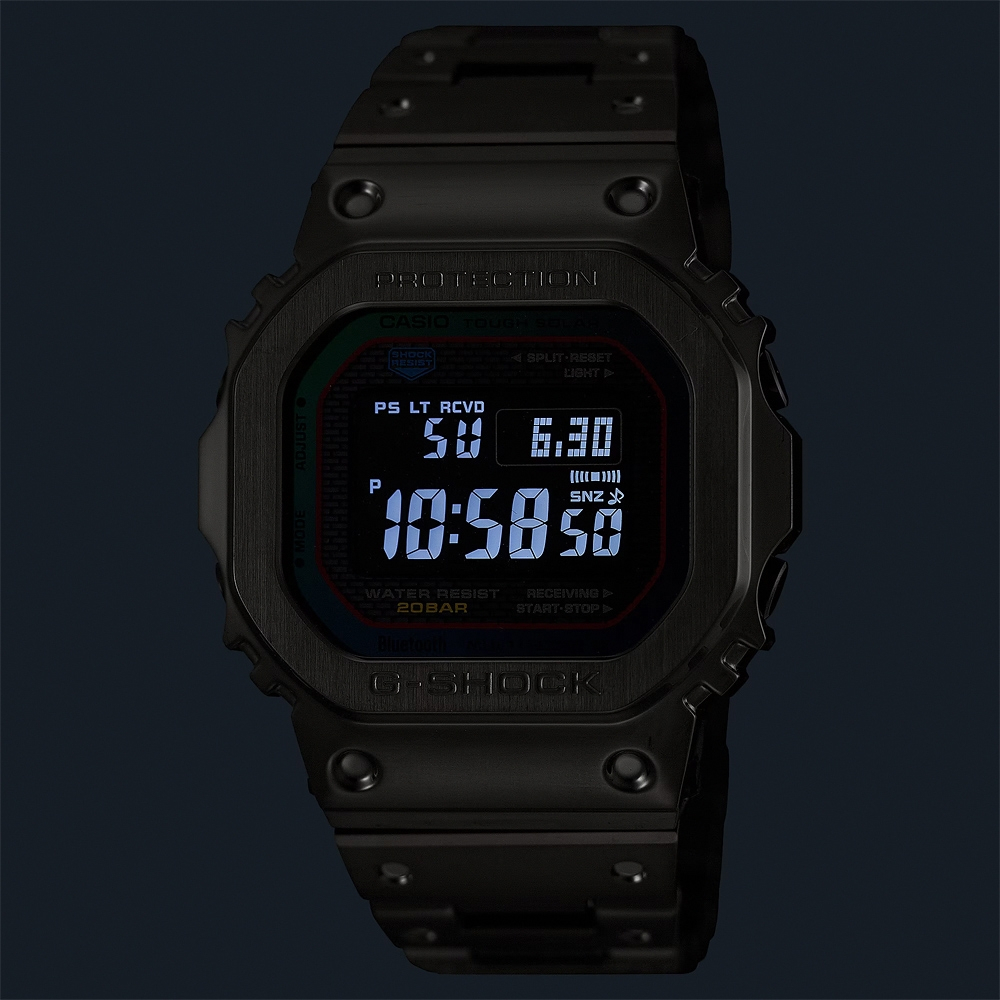 CASIO 卡西歐 G-SHOCK 全金屬 彩虹光譜 太陽能電波手錶-個性黑 GMW-B5000BPC-1, , large