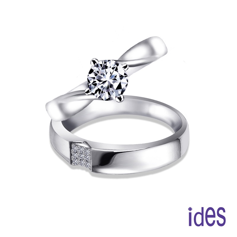 [ides愛蒂思] 永恆幸福 30分與10分E/VS1八心八箭3EX鑽石對戒 (戒圍請於訂單備註), , large