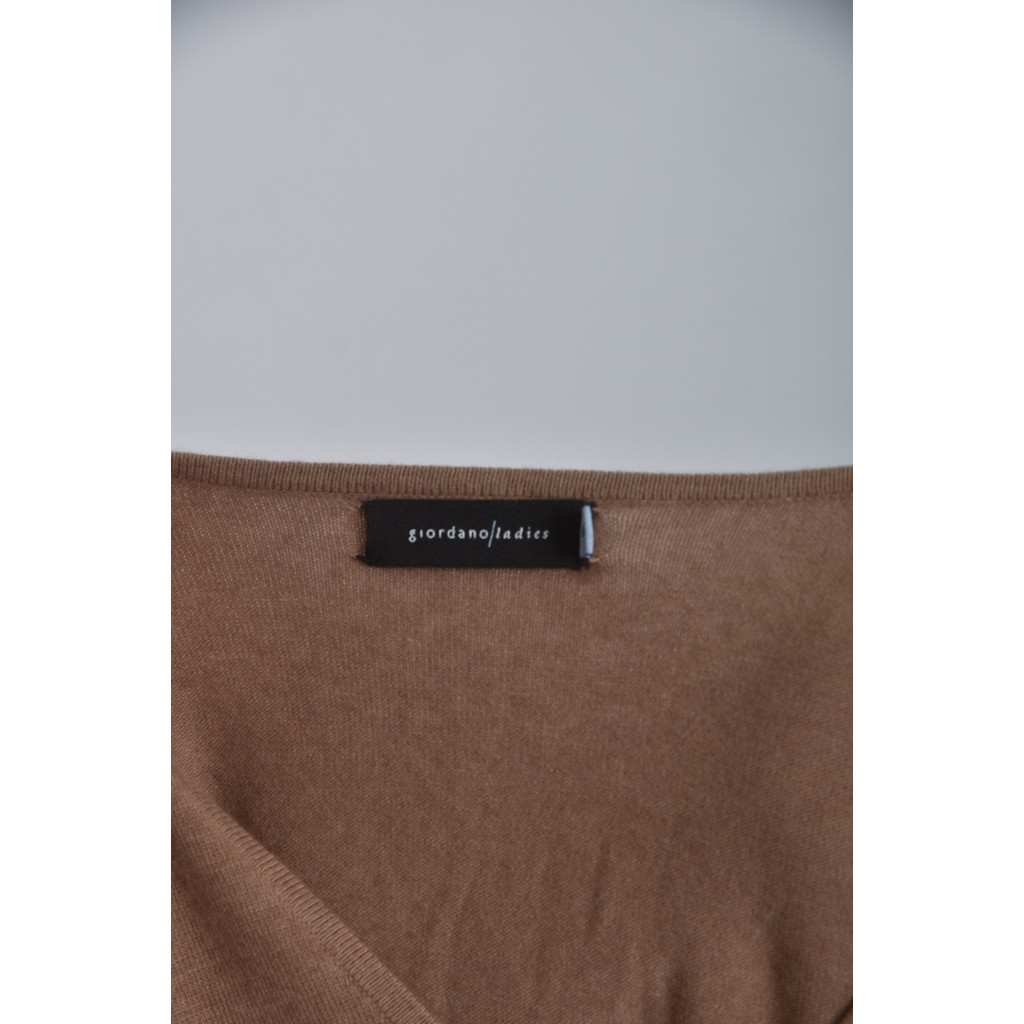 (S) giordano ladies質感羊毛V領棕色長袖上衣二手衣, , large