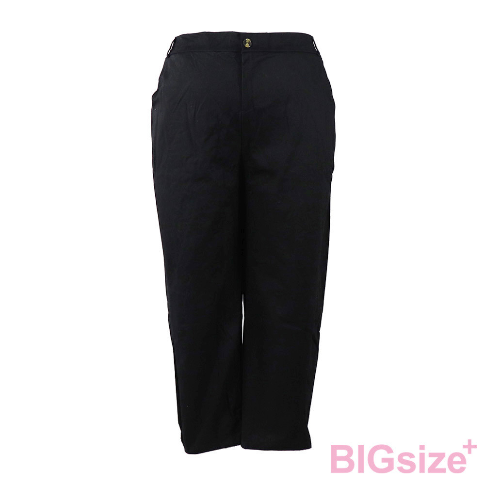 特大尺碼-版型偏大 女款 高腰 直筒 休閒褲-黑/棕-0104075, , large