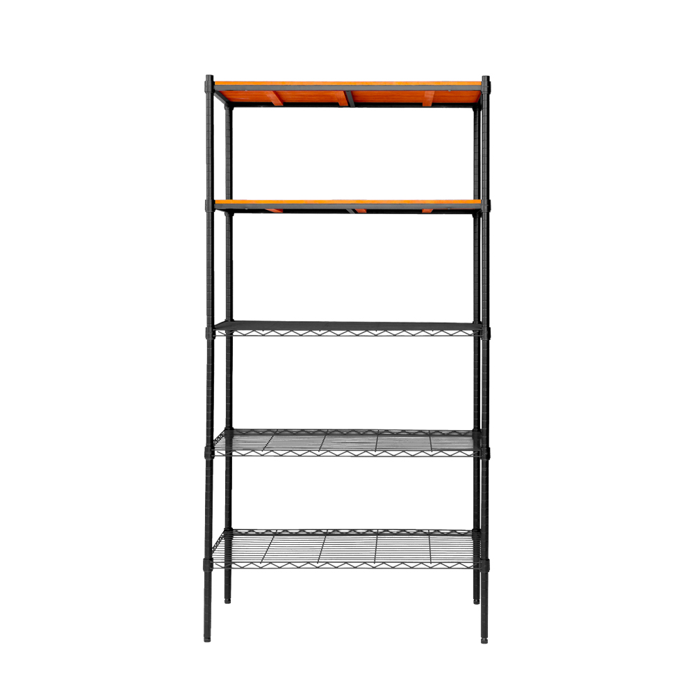 【Y HOUSE】90x45x180cm pine five-layer storage rack rack iron rack - black teak, , large