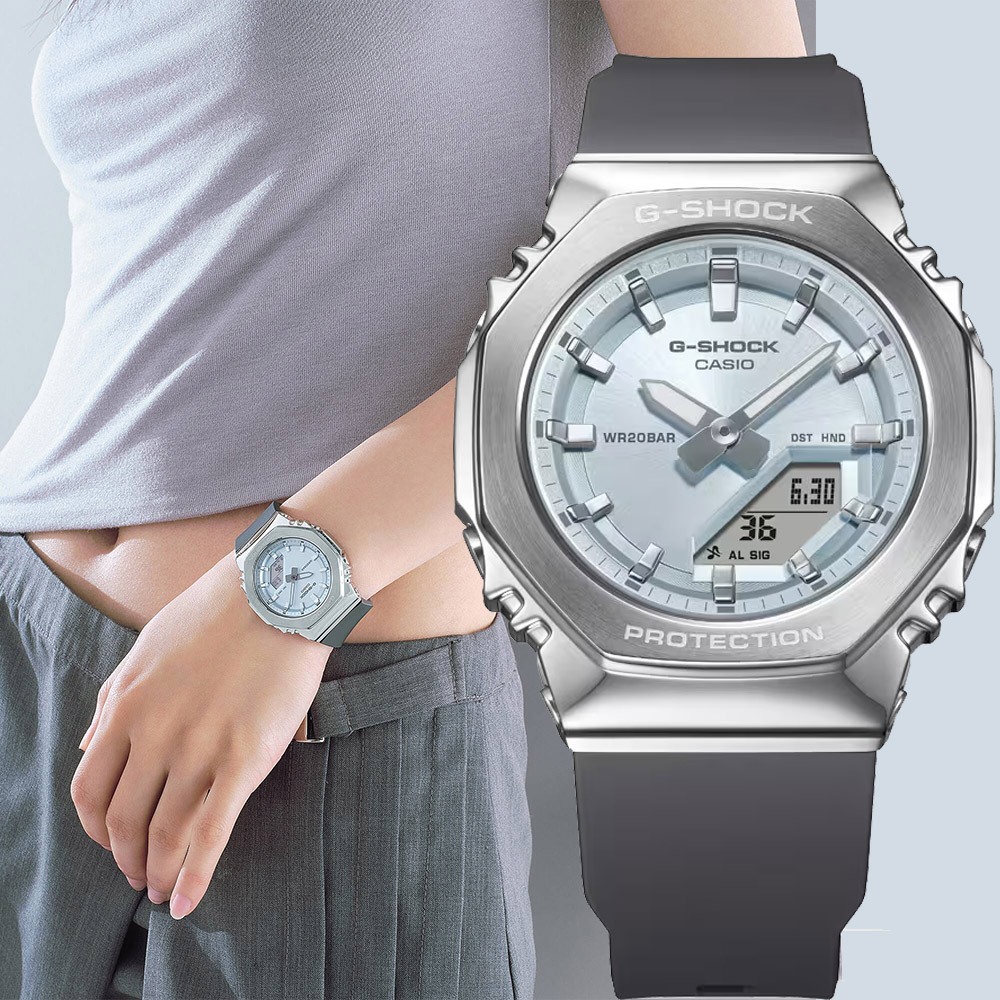 CASIO 卡西歐 G-SHOCK 粉彩金屬八角手錶 女錶 GM-S2110-2A, , large