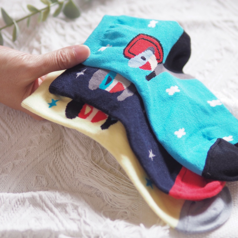 [Kaimei Cotton] 10-Pair Set, Random Excellent, MIT Made in Taiwan, Pure Cotton Fine Needle Styling Children's Socks, Superman Style, 15-18cm, , large