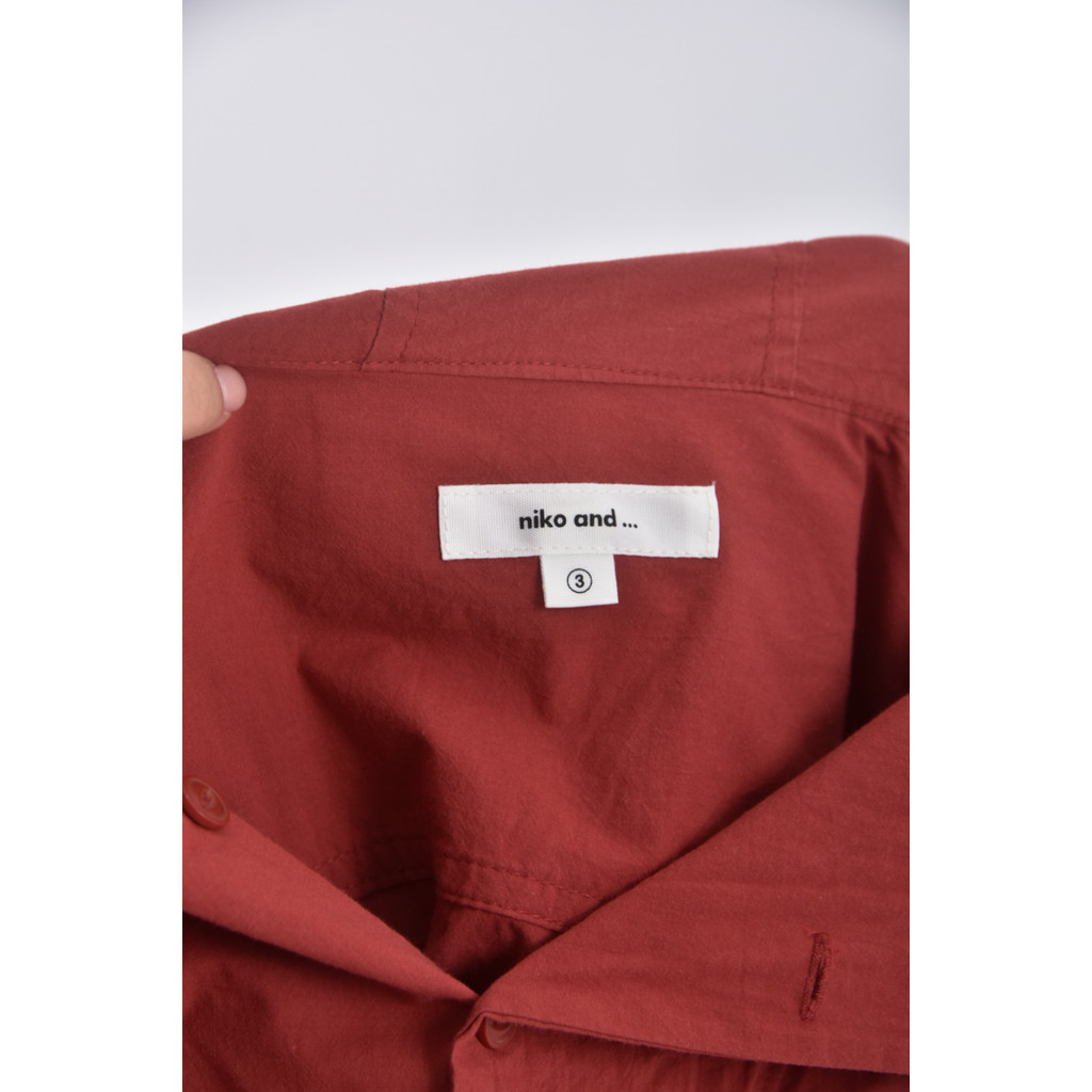 (F) niko and棉質純棉連帽紅色長袖上衣二手衣, , large