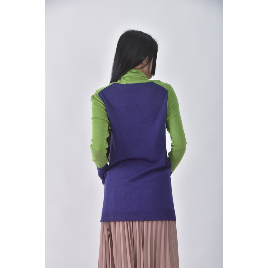 (S) emilie louis撞色綠色長袖上衣二手衣, , large