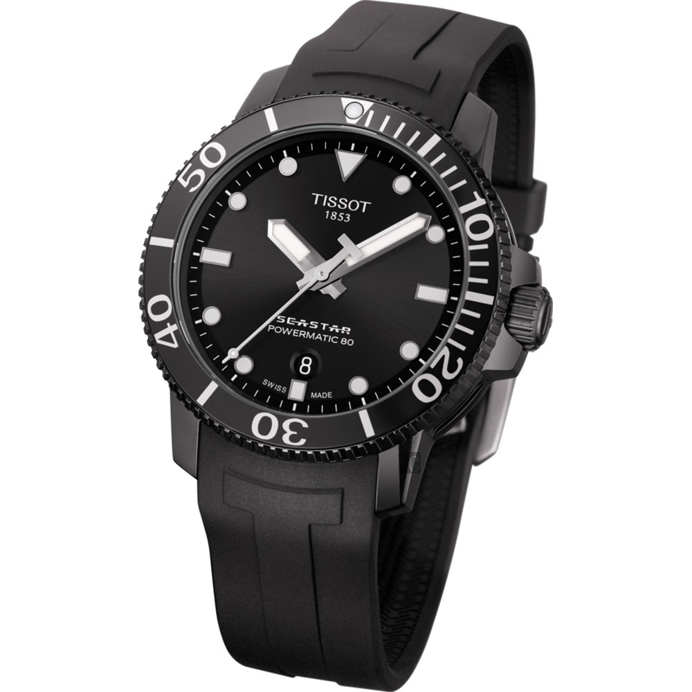 TISSOT 天梭 Seastar 海洋之星陶瓷潛水機械錶-PVD/43mm T1204073705100, , large