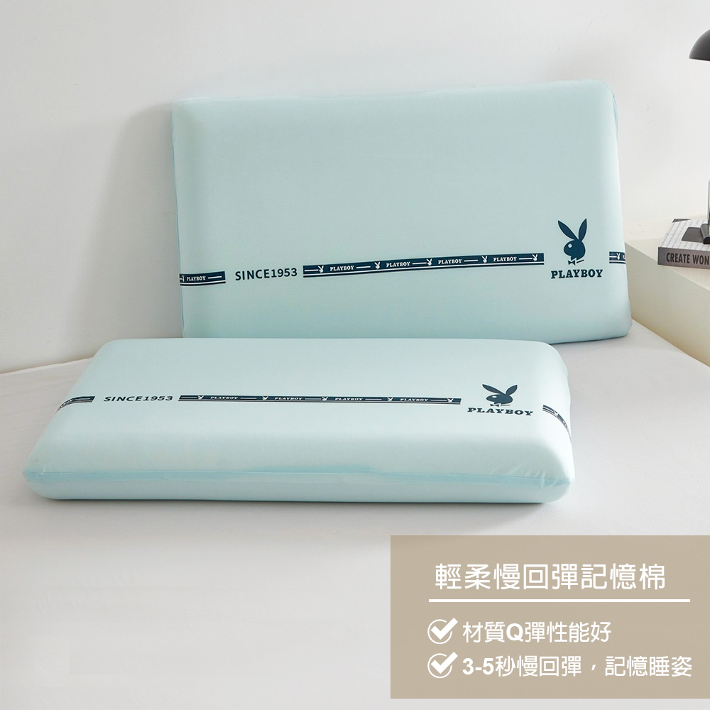 【PLAY BOY】零壓力涼感慢回彈記憶枕(止鼾枕/釋壓支撐/透氣好眠/太空記憶棉)藍色, 藍色, large