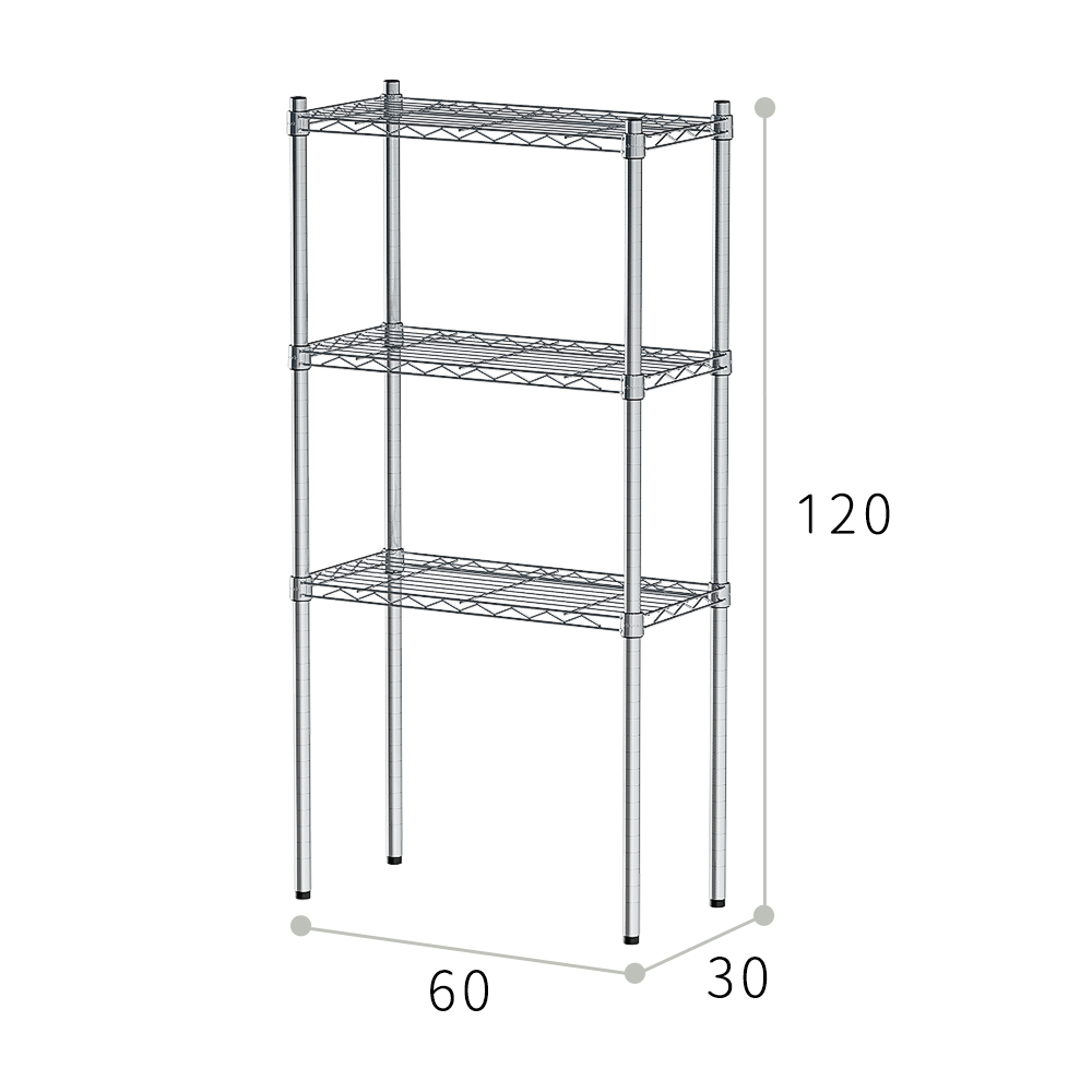 【Y HOUSE】60x30x120cm Lightweight Three-layer Iron Rack Iron Rack Shelf - Painted Black, , large