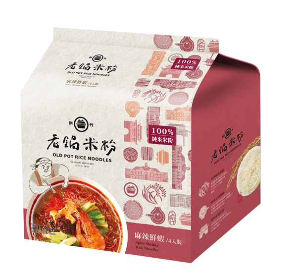 【老鍋米粉】即時沖泡米粉系列 純米麻辣鮮蝦風味湯米粉 60gx4入/袋, , large