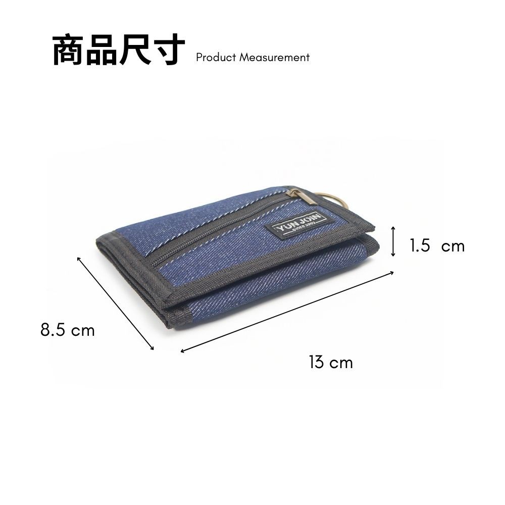 【YUN JOIN】 Denim nylon tri-fold short clip, , large