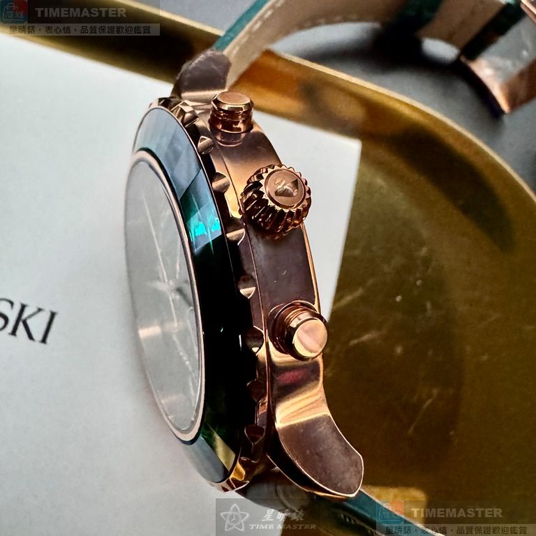 [星晴錶業]SWAROVSKI手錶,40mm,SW00030墨綠色錶面玫瑰金錶殼綠真皮皮革錶帶款, , large
