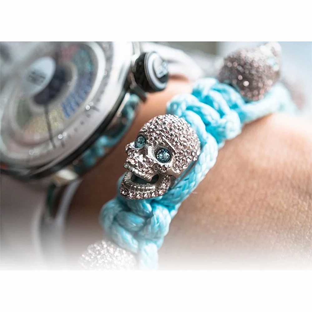 BOMBERG 炸彈錶 白水鑽藍眼銀骷髏粉藍色手環-M (JW-LBT-FSSS.M8.3), , large