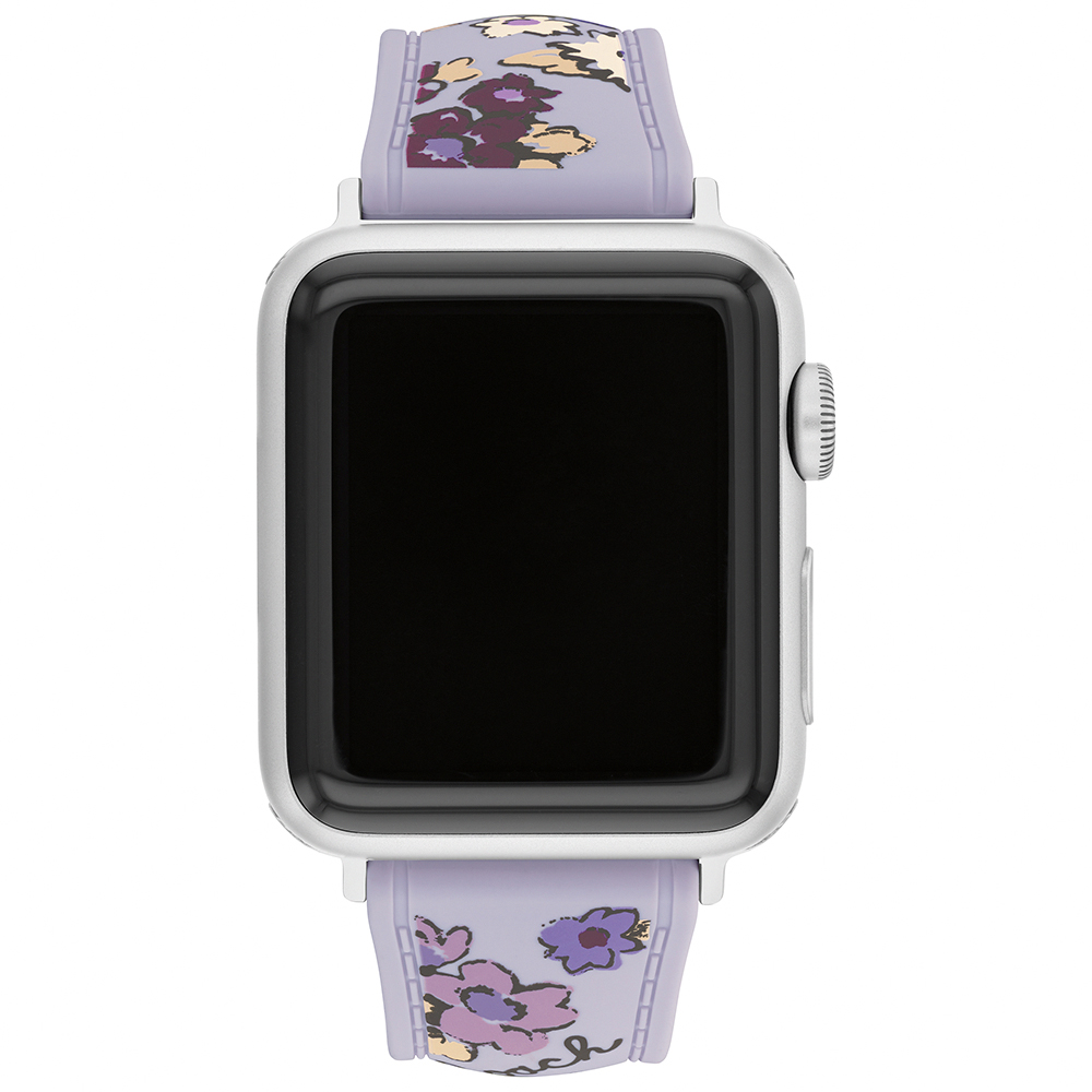 COACH Apple Watch 淡紫花朵錶帶 38/40/41mm適用 矽膠錶帶 禮物 送禮(不含手錶), , large