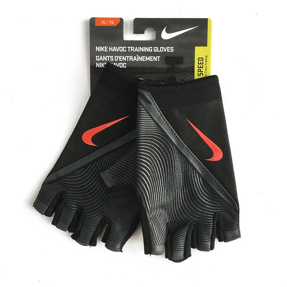 Nike Havoc Training Gloves 男 訓練 手套 自行車 透氣 貼合 黑紅 [NLGB6053MD], , large