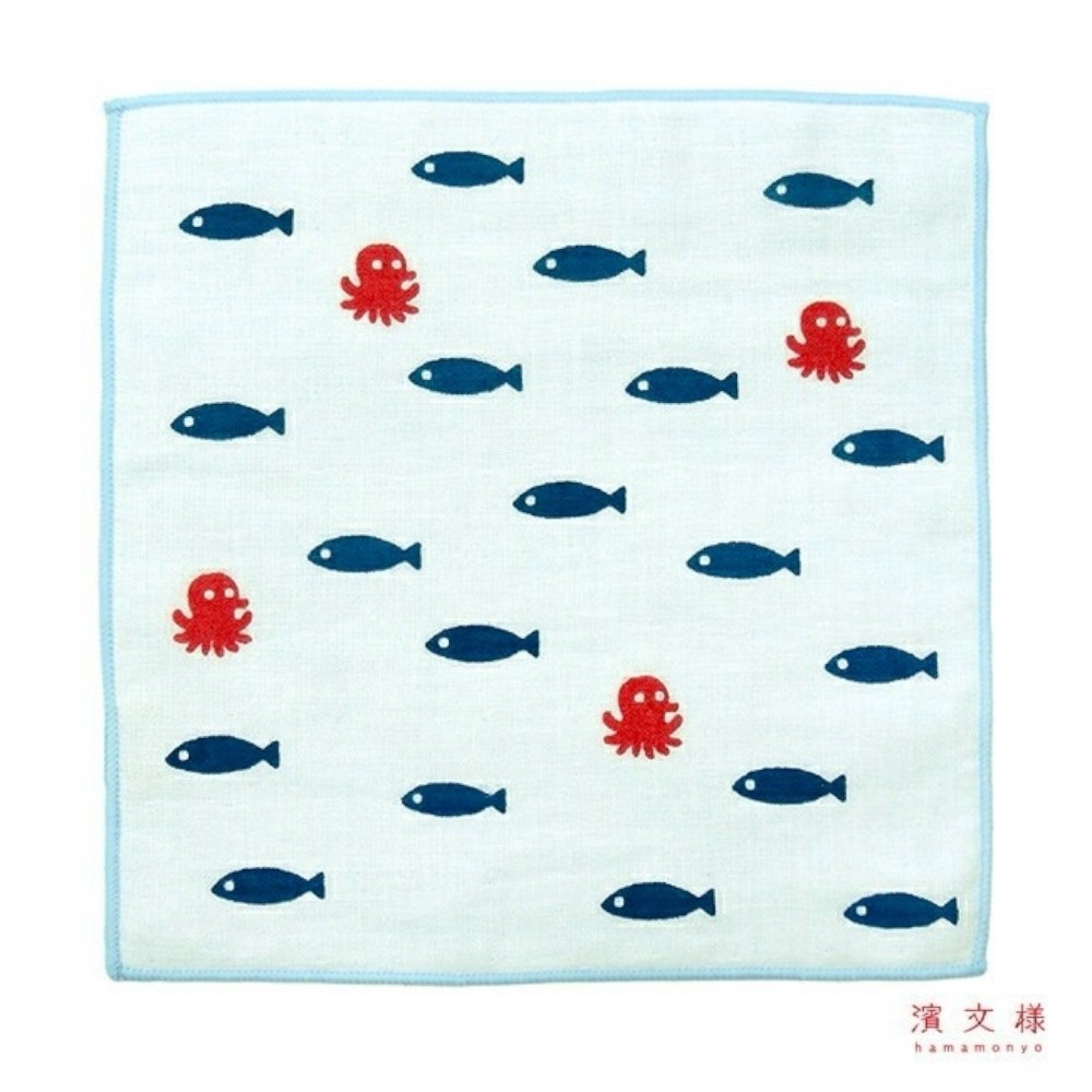 [瑪莎利亞]　日本製【濱文漾】純棉手帕/方巾－章魚小魚（3入組）, , large