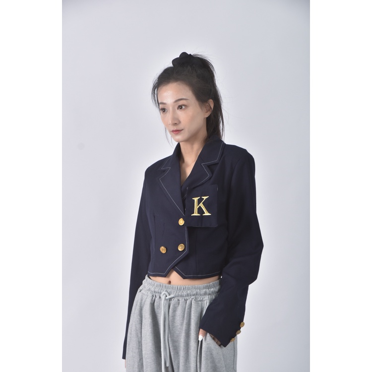 (S) 【安于晴Charlene私服】質感西裝字母藍色外套二手衣, , large