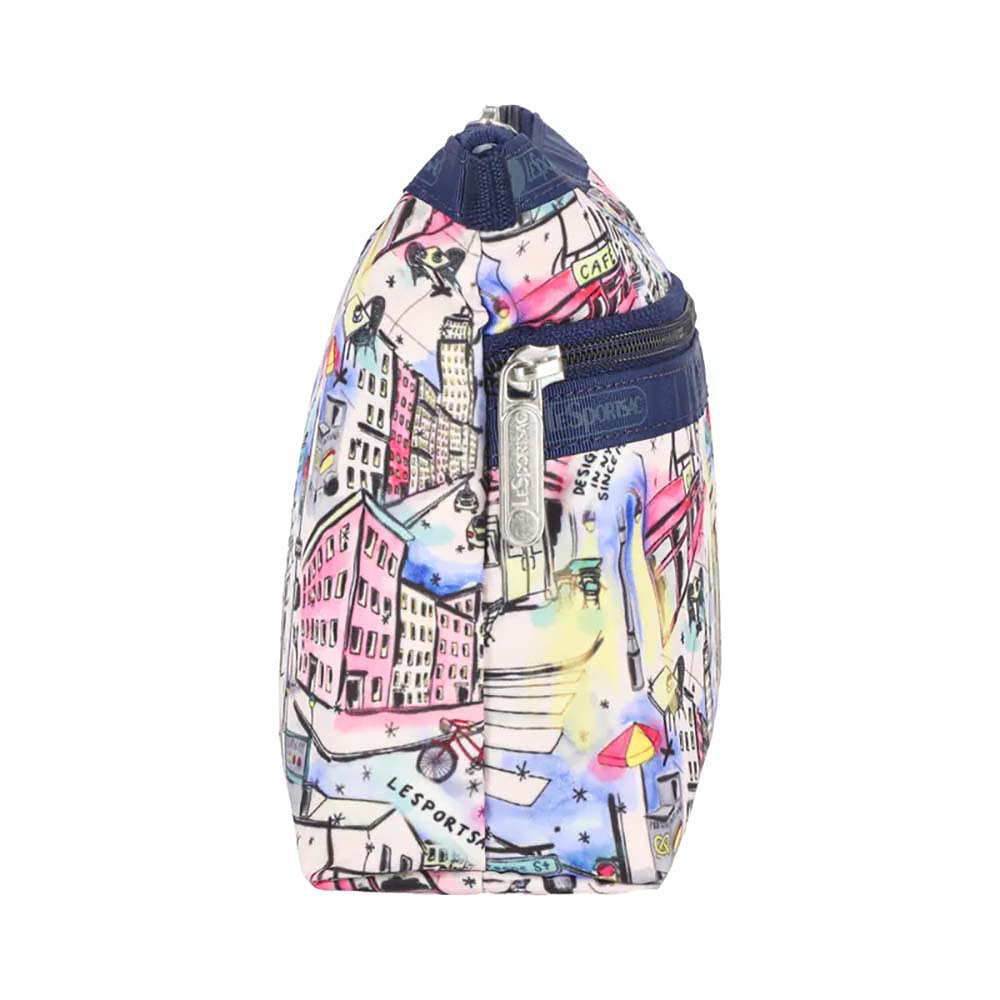 |快速出貨|Lesportsac Cosmetic Clutch 雙層拉鍊收納化妝包/ 冬日紐約街景, , large