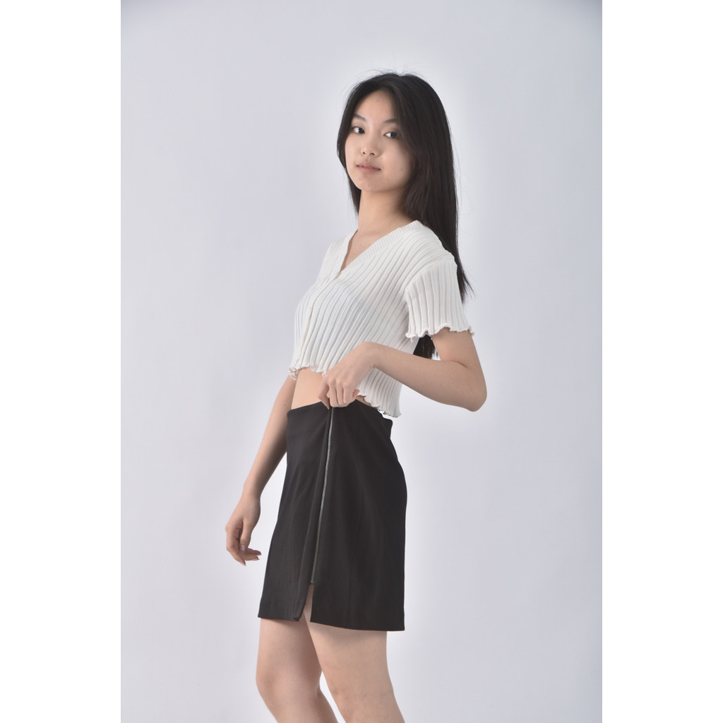 (2XL) le polka質感黑色短裙二手衣, , large