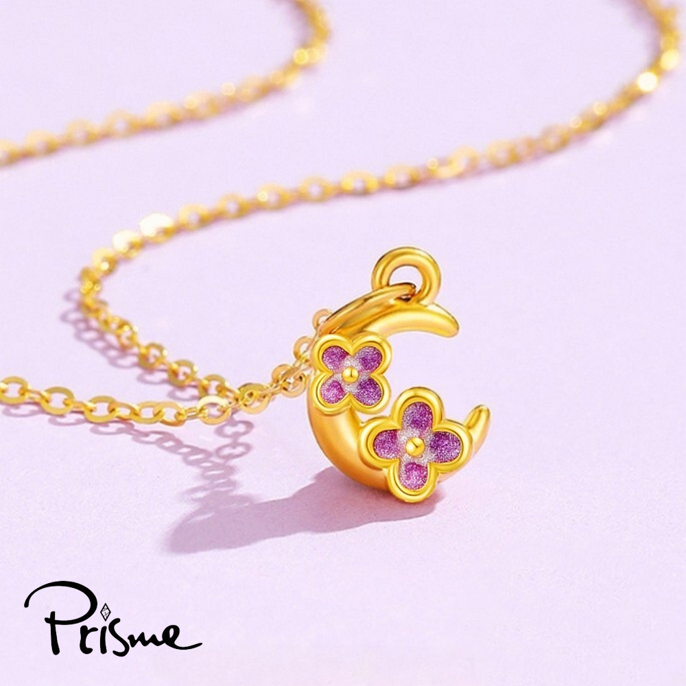 【Prisme Gold】黃金項鍊 桂花月亮 鍊墜項鍊 (金重：約0.08錢±0.03), , large