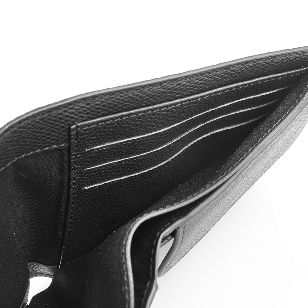 BALLY 銀字Logo 粒紋小牛皮對開零錢袋短夾(黑色), , large