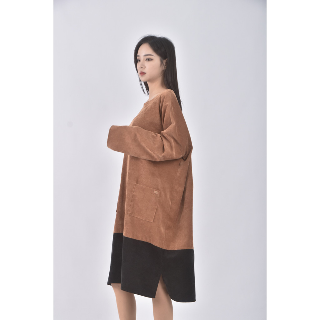 (S) moss club質感跳色橘色洋裝二手衣, , large