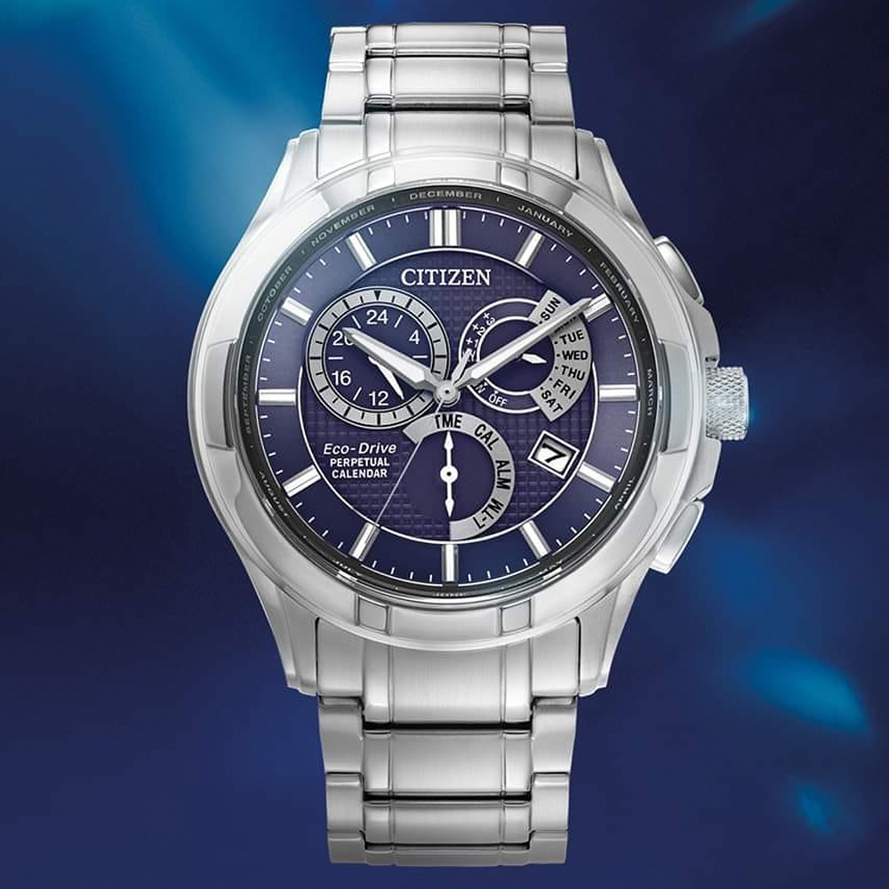 CITIZEN 星辰 光動能萬年曆手錶-42mm BL8160-58L, , large