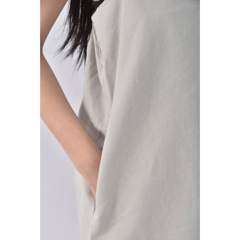 (M) 【粿粿私服】lefancy質感棉質無袖灰色洋裝二手衣, , large