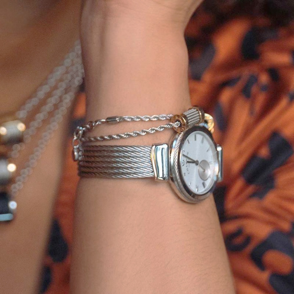 CHARRIOL 夏利豪 FOREVER WAVES CHARMS 鋼索手鍊 送禮推薦 06-102-1139-15, , large