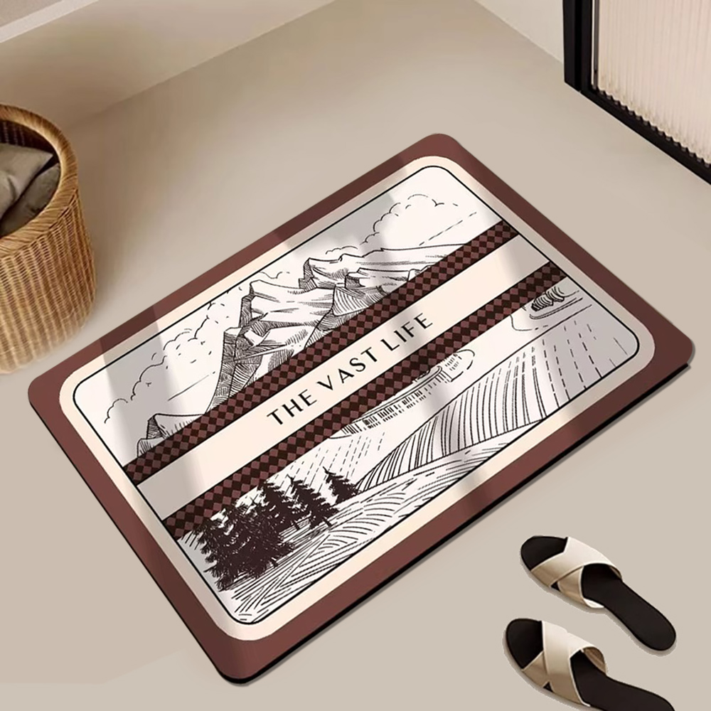 Soft diatomaceous earth water-absorbing non-slip floor mat with color printing, , large