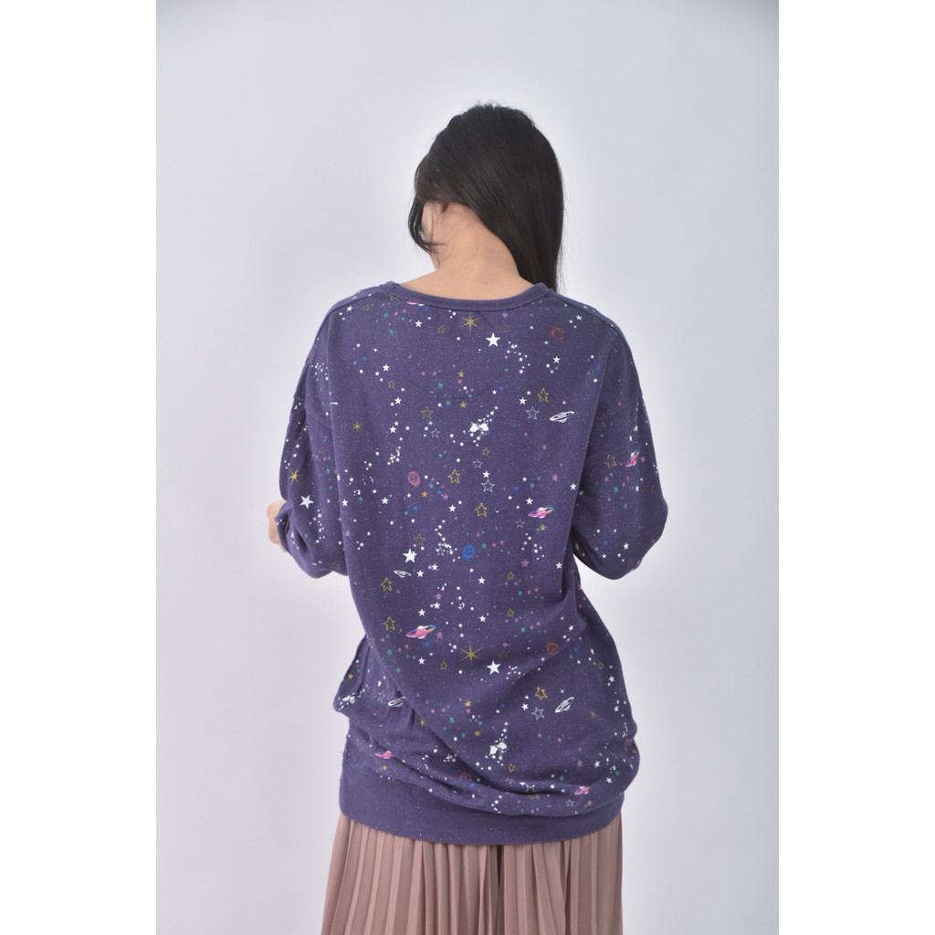 (M) scolar棉質星空藍色長袖上衣二手衣, , large