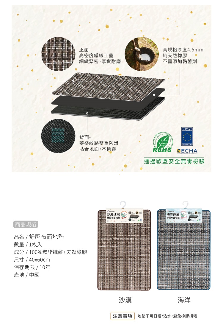 海洋迷彩舒壓布面地墊_約40x60cm, , large