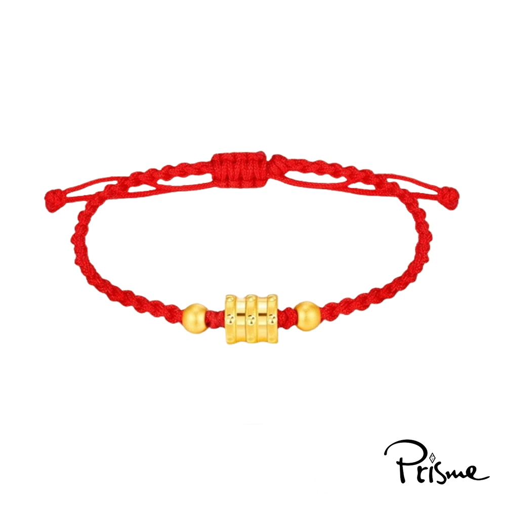 【Prisme Gold】黃金手鍊 金圓環綴飾紅編織手鍊 (金重:約0.053錢±0.03), , large