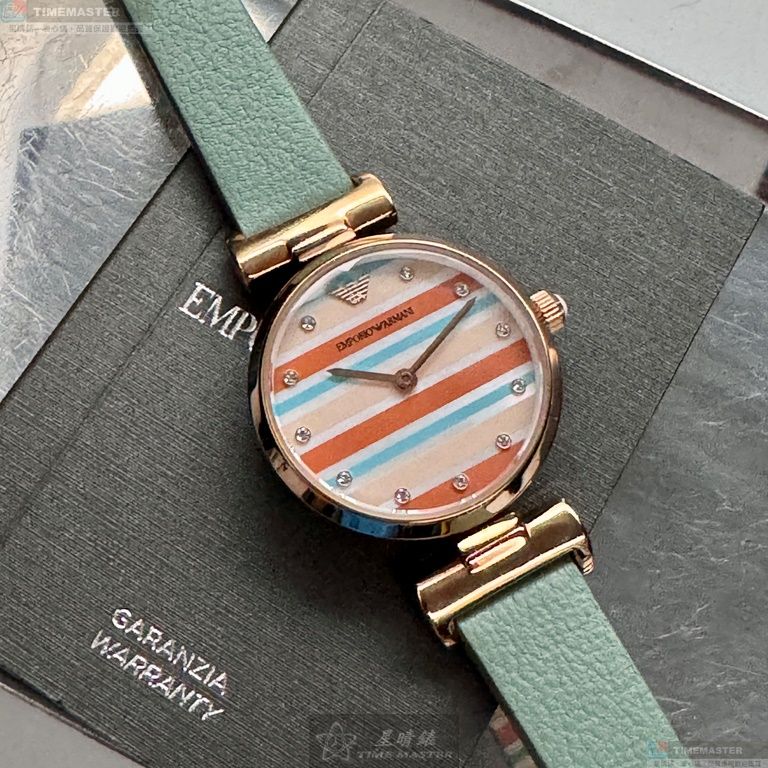 [星晴錶業]ARMANI手錶,28mm,AR00059幾何立體圖形錶面玫瑰金錶殼多色真皮皮革錶帶款, , large