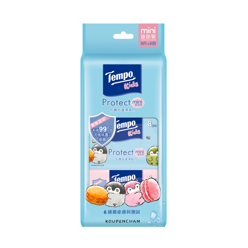 Tempo兒童抗菌濕巾迷你裝8抽x6, , large