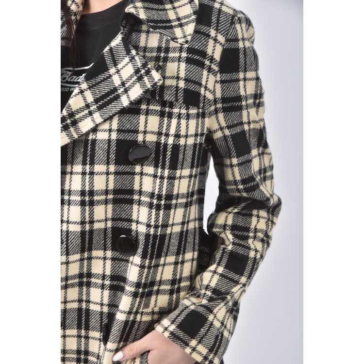(S) nice claup co ltd質感格紋黑色綁帶外套二手衣, , large