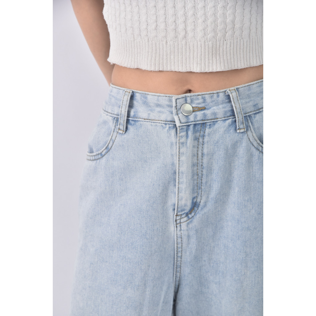(XL) ks fashion高腰丹寧牛仔寬版藍色長褲二手衣, , large