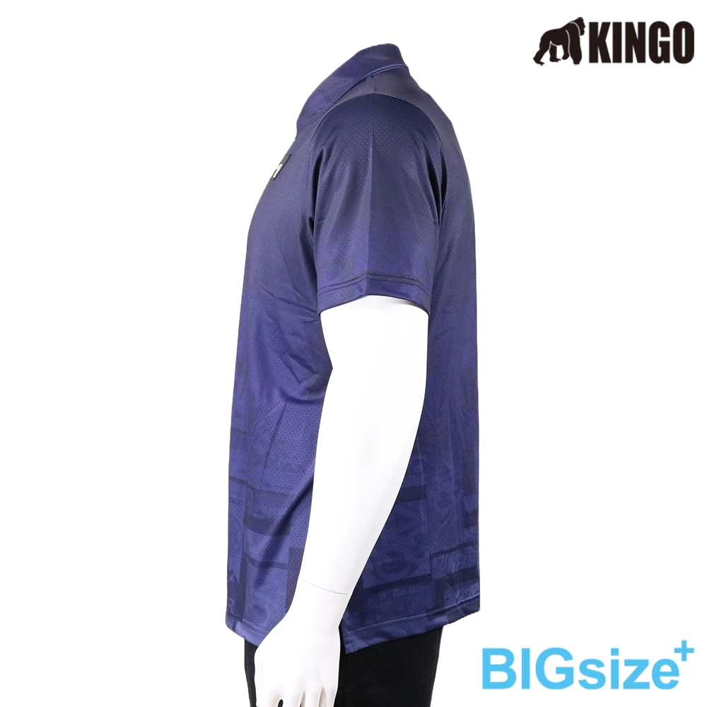 KINGO-大尺碼-男款 排汗POLO衫-丈青-413210, , large