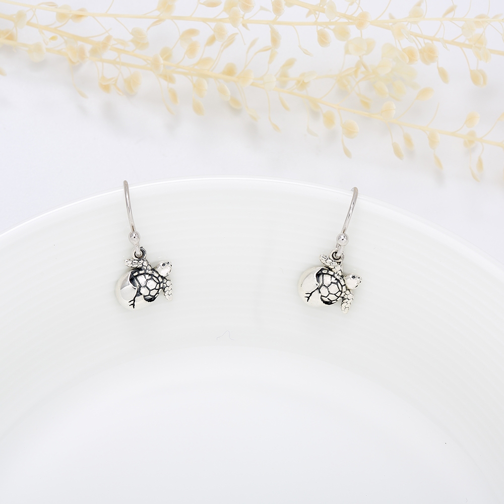 【Angel & Me】Baby Sea Turtle birth s925 sterling silver earrings birthday gift, , large