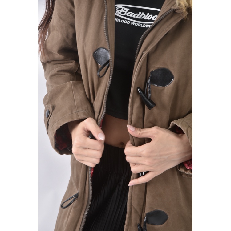 (S) ob style質感棉質連帽綠色外套二手衣, , large